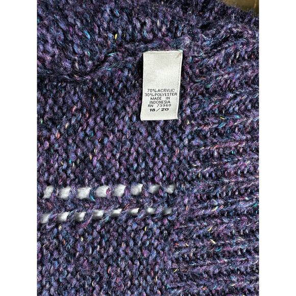 Soft By Avenue Womens Cardigan Sweater Sz 18 20 Marled Purple Open Front Chucky - Picture 4 of 9